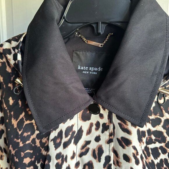 NWT $300 Kate Spade New York Water Resistant Leopard Print Raincoat Size XL - Picture 4 of 6